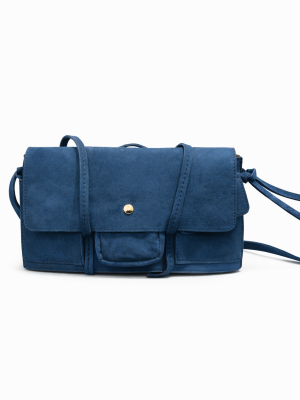 Geantă crossbody din material tip suede - fata