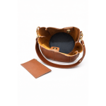 Geantă Piele Ecologică Brown Bucket - imagine 2