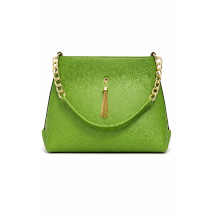Geantă Piele Naturală Opaline Shopper, produs in Romania Verde - fata