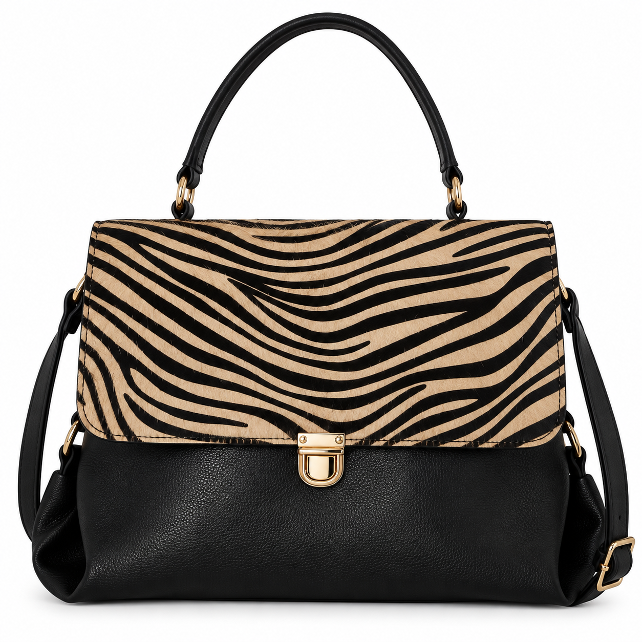 GEANTA PIELE NATURALA SAFARI SKU M176-BK+ZEBRABR FATA GEANTA PIELE NATURALA SAFARI - imagine 1