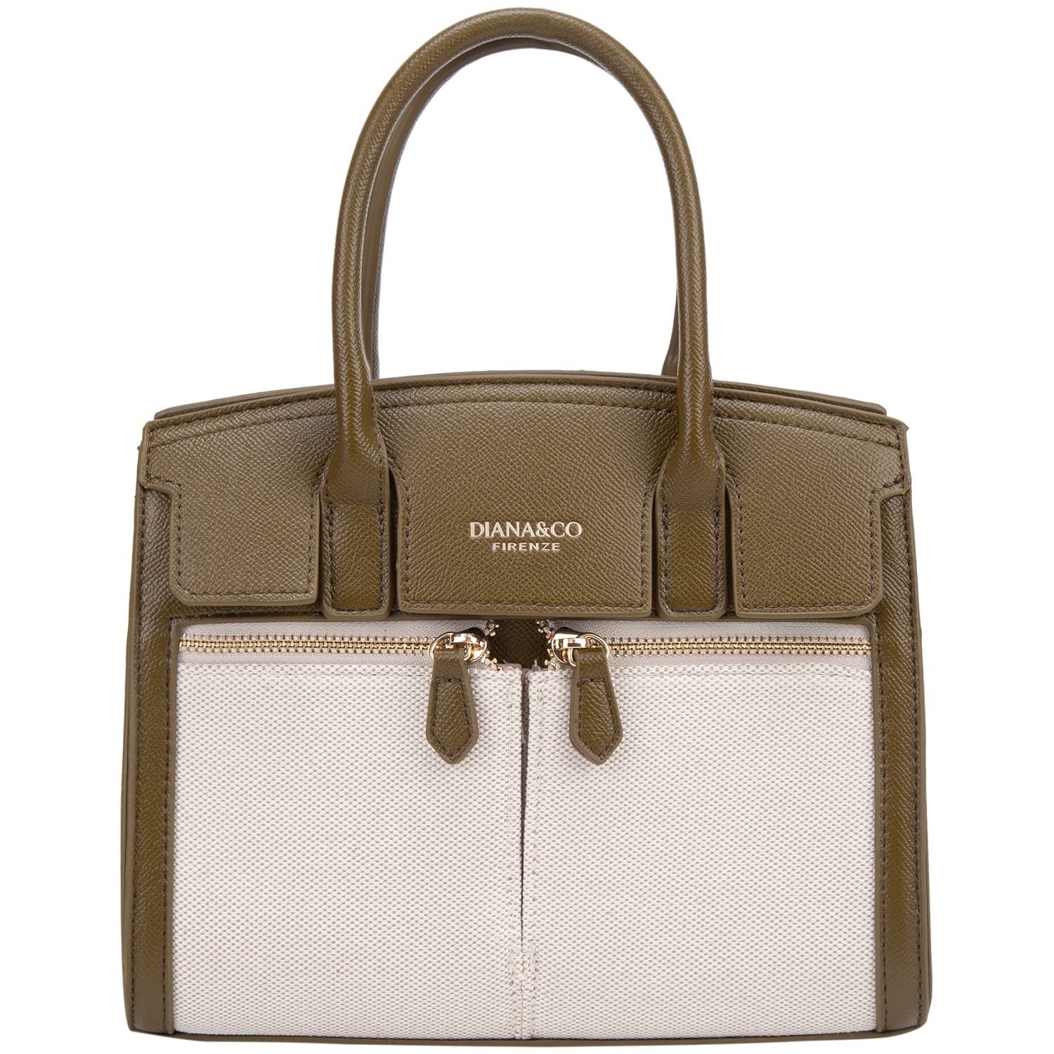 Piele-eco-si-textil-TWIN-ZIP-DIMENSIUNI-24X21X10-COD-941-3-GRN-POZA-FATA-PRET-289-3 GEANTA PIELE ECOLOGICĂ TWIN ZIP - imagine 1